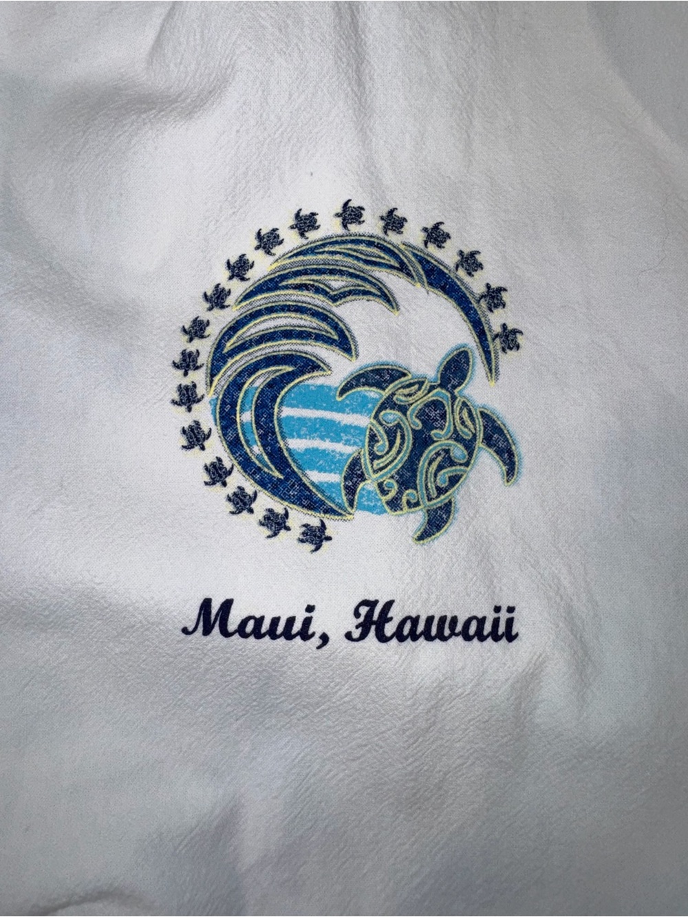 Vintage Maui Hawaii White Jacket with Blue Turtle Graphic
